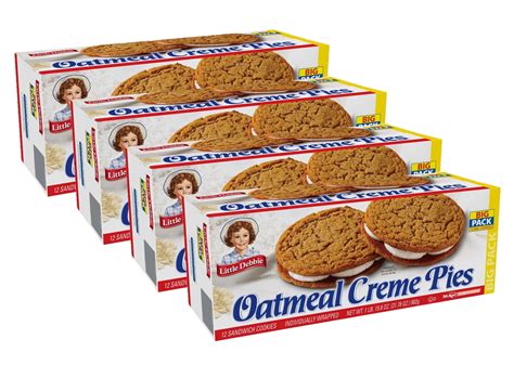 Little Debbie Oatmeal Creme Pies, 4 Big Pack Boxes, 48 Individually Wrapped Sandwich Cookies ...