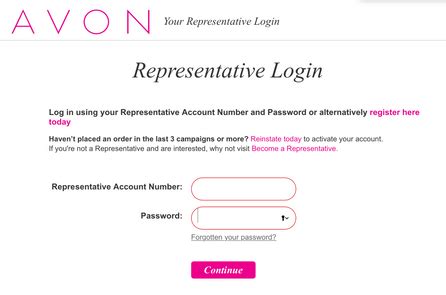 Avon Login for existing representative