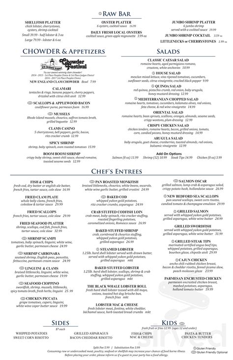 The Black Whale menus in New Bedford, Massachusetts, United States