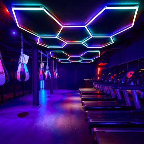 Hexagon RGB Lights LED Ceiling Lights w/ Remote for Garage Bar Warehouse Decor | eBay