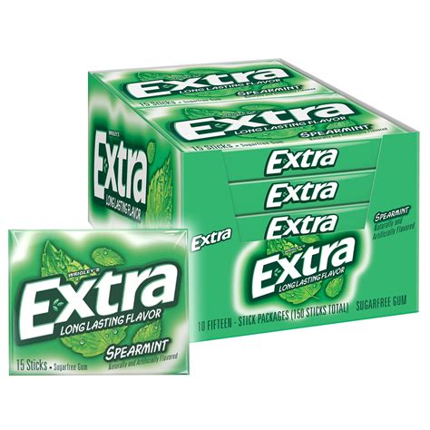 EXTRA Gum Spearmint Chewing Gum, 15 Piece Packs, 10 Count - Walmart.com