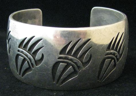 Old Hopi Pawn Sterling Overlay Bear Claw Bracelet in 2024 | Native ...