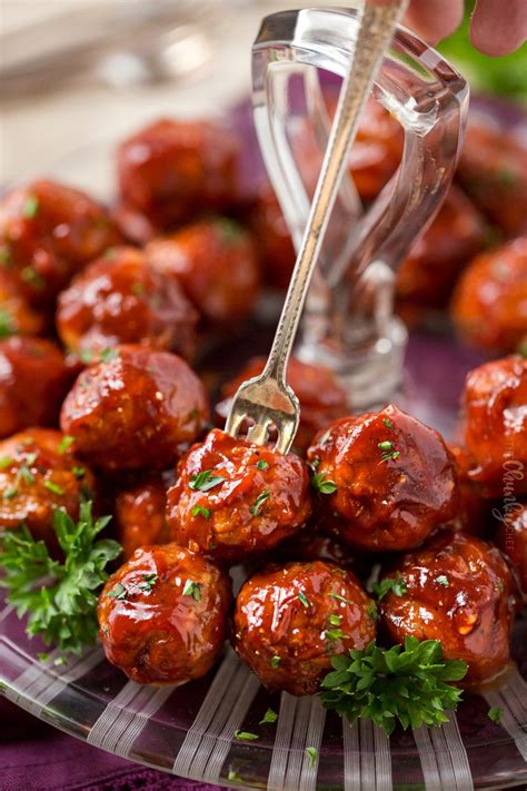 Cranberry BBQ Crockpot Meatballs - The Chunky Chef