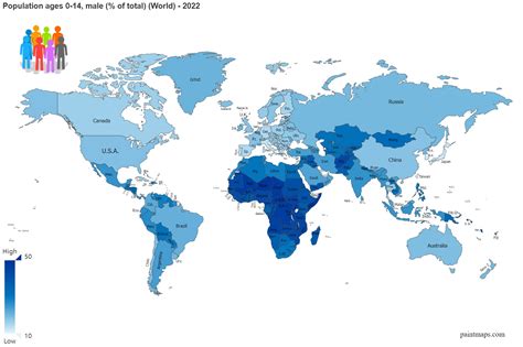 Population Ages 0 14 Male Percentage Of Total On World Map