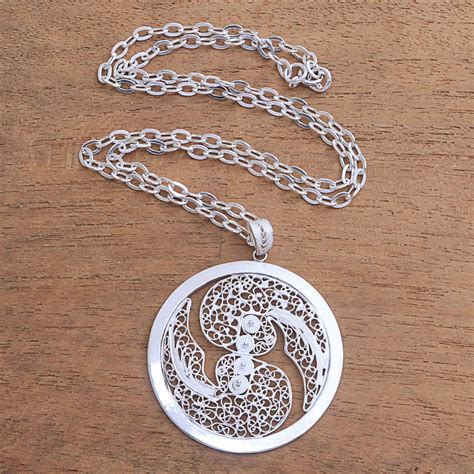 Sterling Silver Filigree Gemini Necklace from Java - Elegant Gemini ...