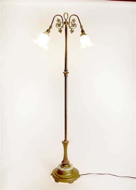 Vintage Victorian Brass Floor Lamp with Marble Base Night Light | EBTH