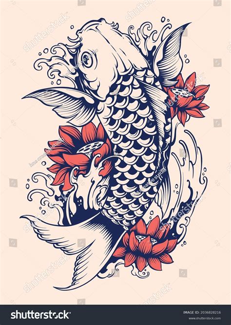 Koi Fish Water Vector Art Stock Vector (Royalty Free) 2036828216 ...