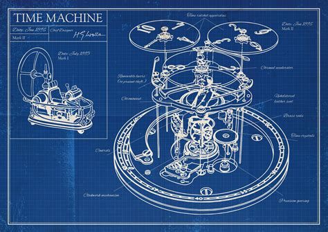 HG Wells Time Machine Blueprint A4 A3 A2 A1 A0 Art Print | Etsy