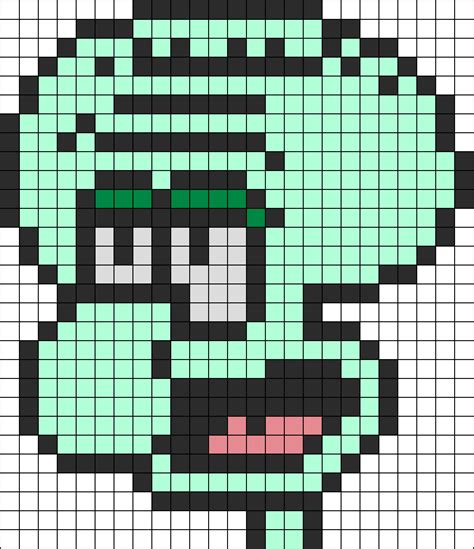 Squidward Perler Kandi Pattern | Pixel art templates, Perler bead art, Pearler bead patterns