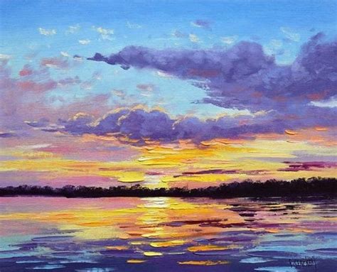 SUNSET Oil Painting , Sunrise. Sunset Ocean, Sunset Clouds, Colorful Sunset, Original Sunset ...