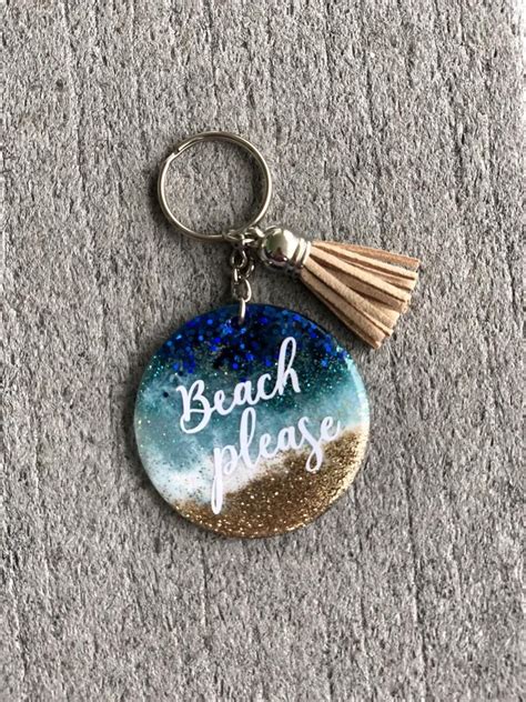 Beach Themed Acrylic Keychains Acrylic Keychain Keychains | Etsy in 2020 | Diy resin keychain ...