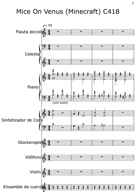 Mice On Venus (Minecraft) C418 - Sheet music for Piccolo, Celesta, Piano, Choir Synthesizer ...