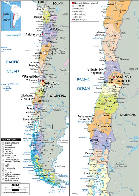 Chile Map (Political) - Worldometer