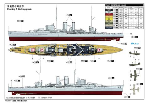 Trumpeter HMS Exeter Heavy Cruiser 350th Scale Plastic Model Boat Kit TM05350 | Hobbies