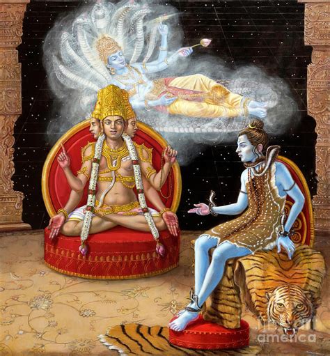 Vishnu, Shiva, and Brahma Painting by Dominique Amendola