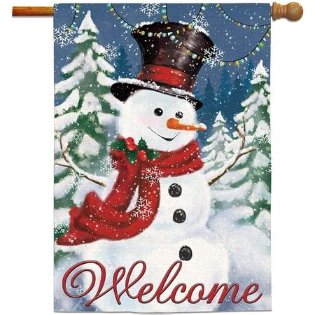 Christmas Flags 28x40 Double Sided, Snowman Burlap Garden Flags ...