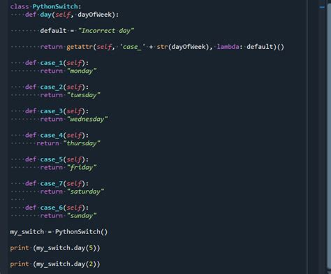 Python switch statement syntax