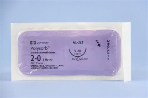 Covidien Suture, GL323, 2-0, Polysorb undyed 30" V-20 taper (GLS323 ...