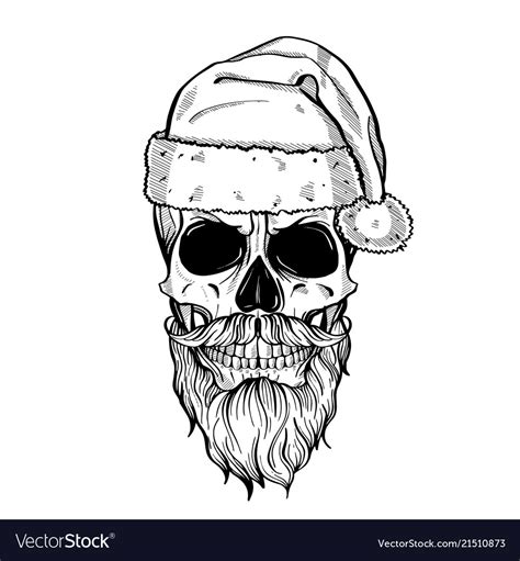 Hand drawn angry skull of santa claus Royalty Free Vector