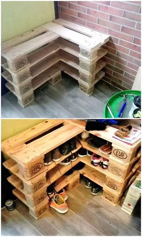 15 Pallet Shoe Rack DIY Plans | Cut The Wood