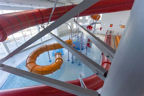 Elevation with two waterslides at East Riding Leisure Centre, Bridlington | Waterslides, Water ...