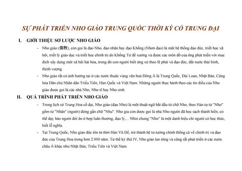 SỰ PHÁT TRIỂN NHO GIÁO Trung QUỐC THỜI KỲ CỔ Trung ĐẠI - Nhóm 8 - SỰ ...