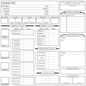 Longbored Surfer - Star Wars RPG Character Sheet