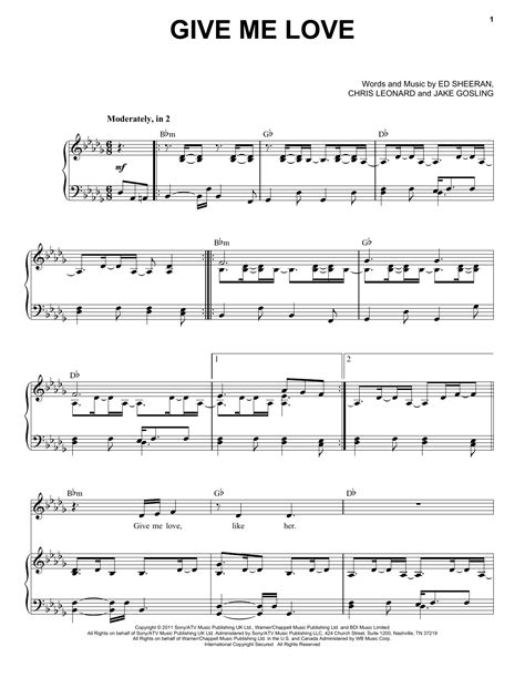 Ed Sheeran "Give Me Love" Sheet Music Notes | Download Printable PDF ...