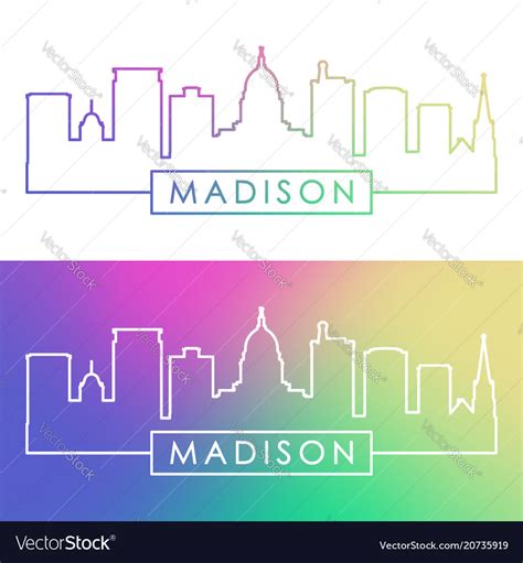 Madison skyline colorful linear style editable Vector Image