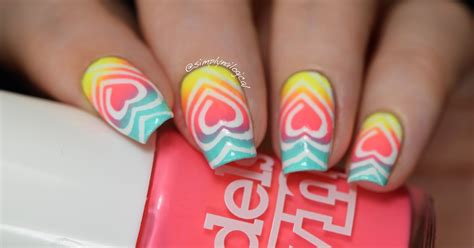 Simply Nailogical: Too-easy neon heart swirl gradient nails