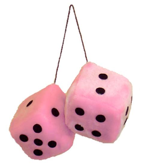 Pink Fuzzy Dice on String 3" 1657 - Private Island Party