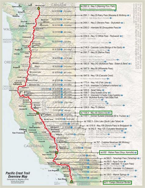 Map of the Pacific Crest Trail – Carter Hikes