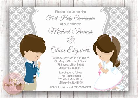 First Holy Communion Invitation for Siblings Twins Cousins | Etsy