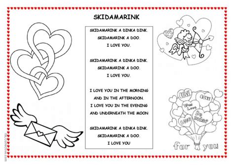 skidamarink - a valentine's day song…: English ESL worksheets pdf & doc