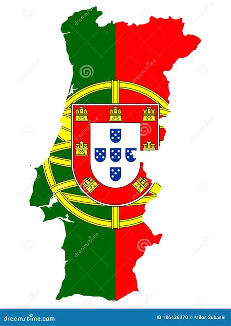 Map of Portugal with National Flag on White Background Stock Vector ...