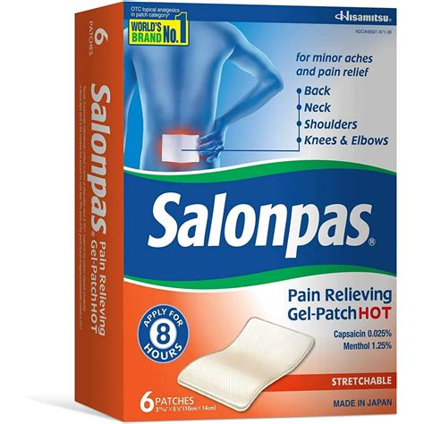 Salonpas Pain Relieving Gel-Patch-Hot Patches 6 Each (Pack of 4) - Walmart.com - Walmart.com