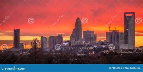 Charlotte the Queen City Skyline at Sunrise Editorial Image - Image of ...