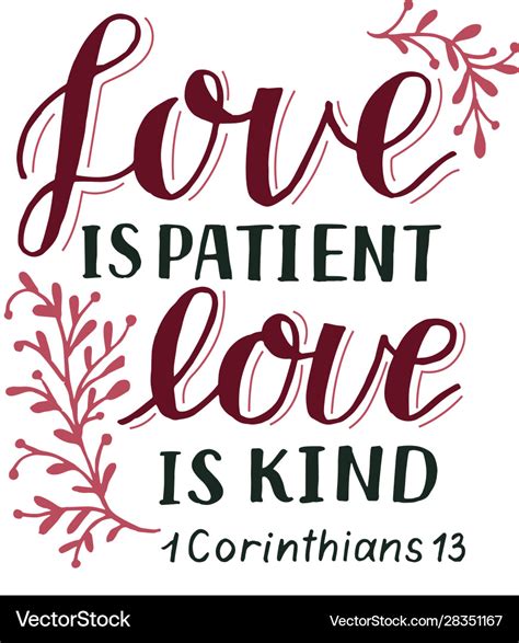 Hand lettering with bible verse love is patient Vector Image