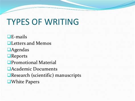 I like the information provided because it explains the different types and forms of written co ...