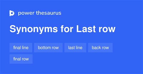 Last Row synonyms - 73 Words and Phrases for Last Row