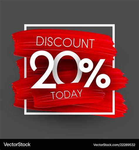 Sale 20 discount promo poster with red brush Vector Image