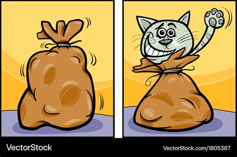 Let cat out bag cartoon Royalty Free Vector Image