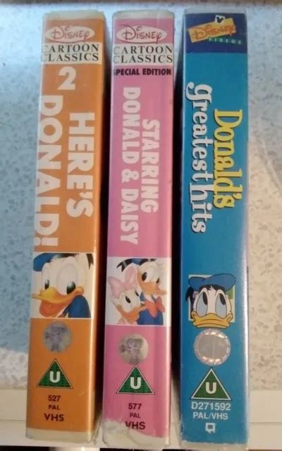 DONALD DUCK - Here's Donald! + Donald And Daisy + Donald's greatest hits vhs £13.99 - PicClick UK