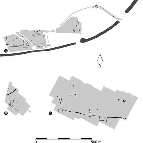 Schematic map of the oppidum of Manching featuring important landmarks... | Download Scientific ...