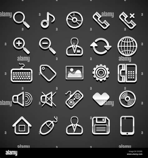 Flat metallic universal icons Stock Photo - Alamy