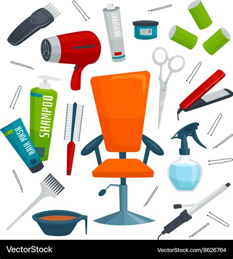 Beauty salon equipment isolated on white objects Vector Image