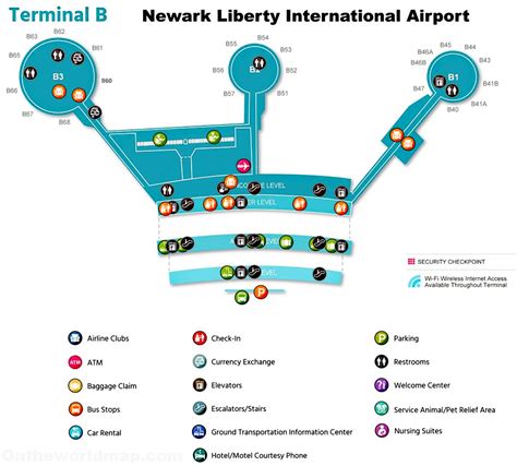 Terminal B Map Gate Newark Liberty International Airport