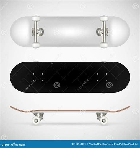 Realistic Blank Skateboard Template - White Stock Vector - Illustration of horizontal, flayer ...