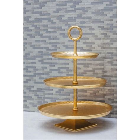 3-Tier Modern Aluminum Cake Stand in Gold, Yellows/Golds | Tiered tray ...