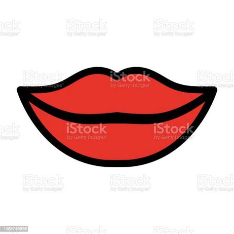 Red Lips Icon Silhouette Vector Isolated On White Stock Illustration - Download Image Now ...